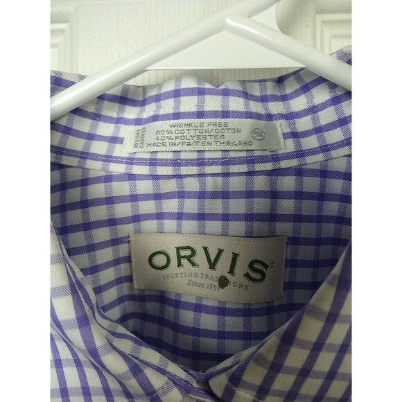 Orvis Woman 18 Button Shirt L/S Purple Checked Pocket Wrinkle Free Logo Office - Picture 3 of 10